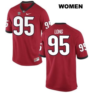 Women's Georgia Bulldogs NCAA #95 Marshall Long Nike Stitched Red Authentic College Football Jersey EAF6354ZI